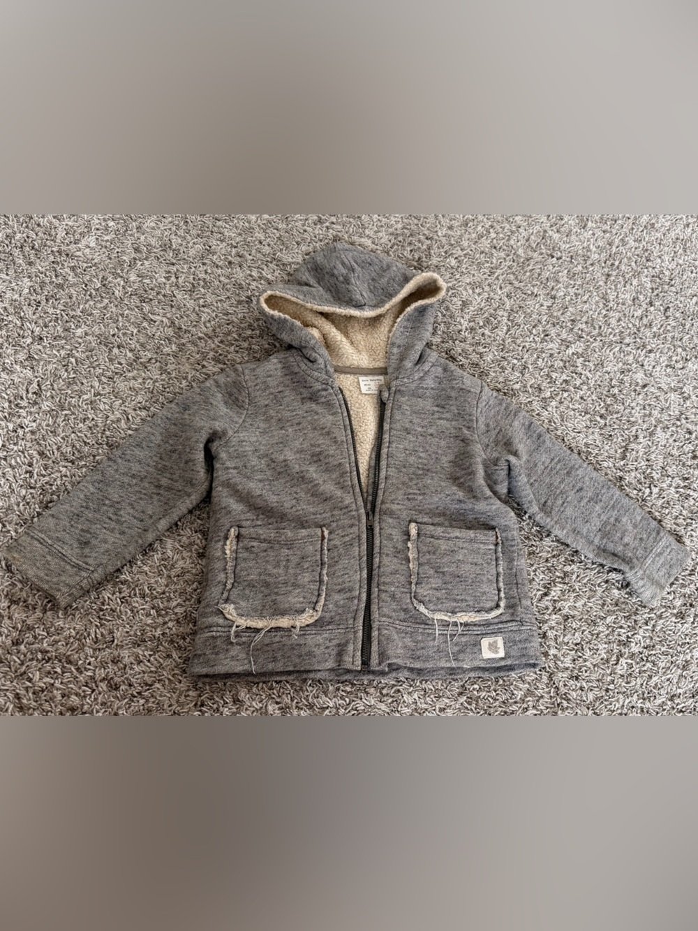 Zara Gray Hooded Sherpa-Lined Kids Puffer Jacket